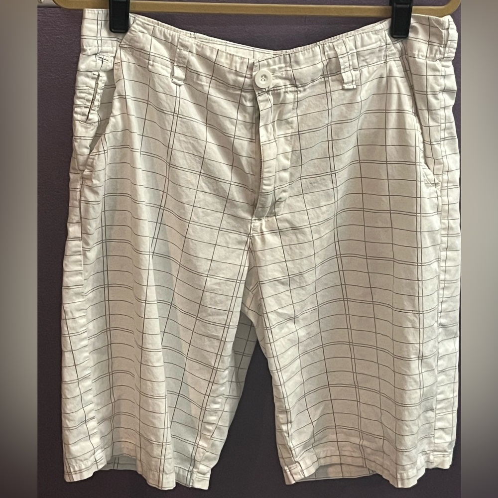 Surplus Plaid black white Mens flat front casual shorts Golf tennis beach swim